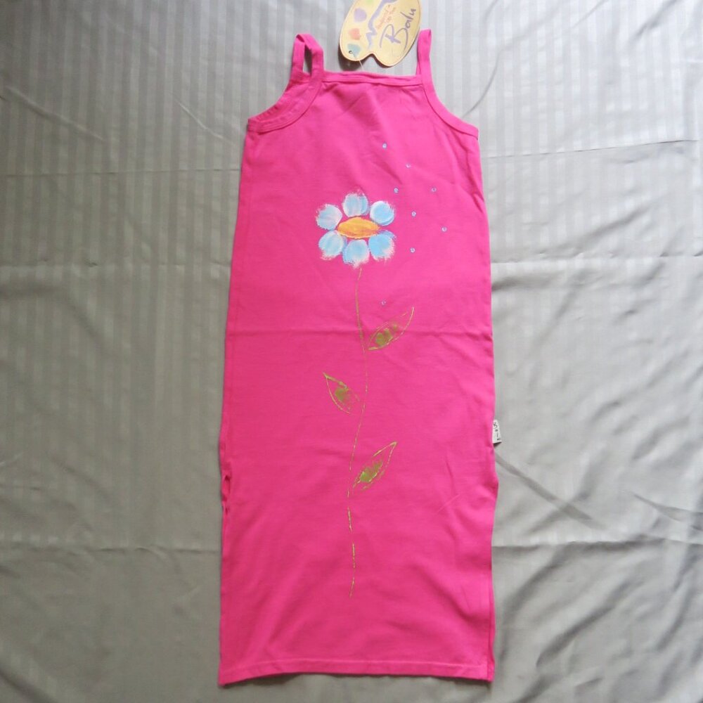 Balu Handpainted Hot Pink Floral Dress  Sz 5   NWT